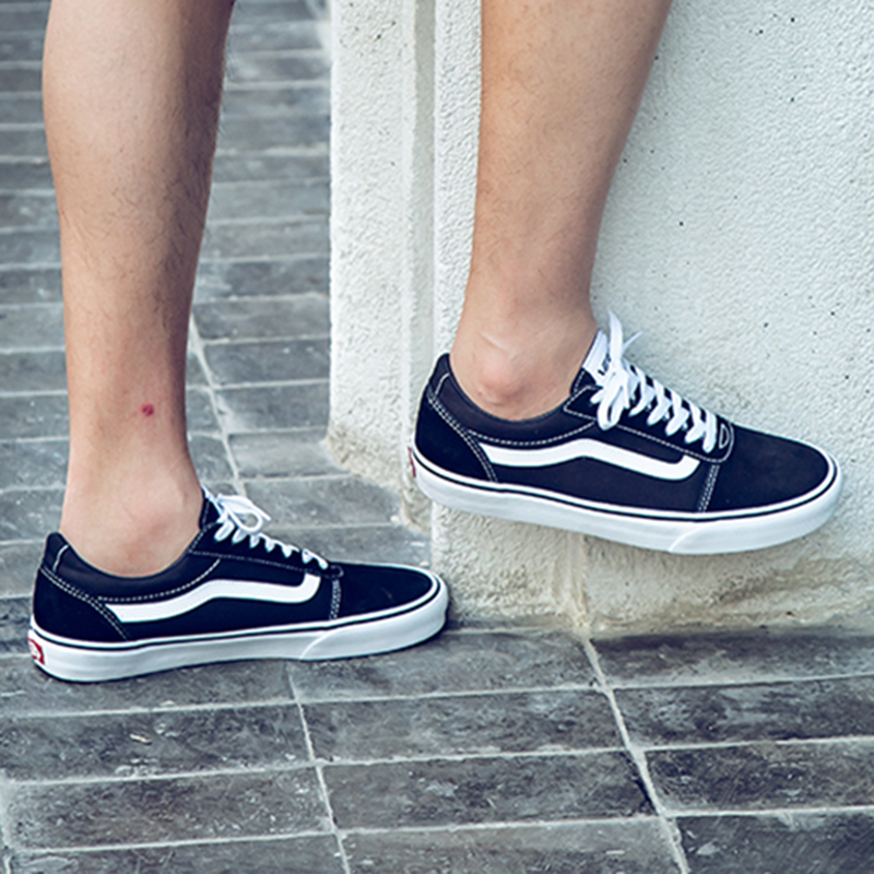 vans范斯男鞋运动鞋春季faulkner黑白潮流侧边条纹复古低帮透气板鞋vn