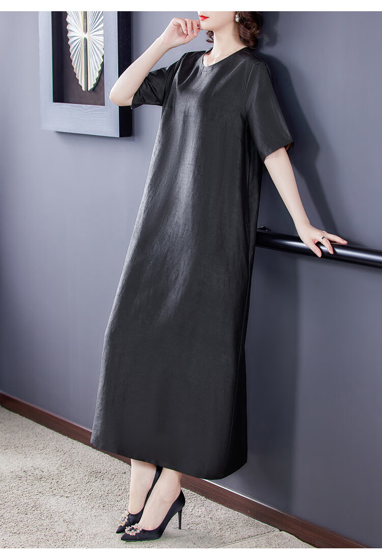 恒源祥集团彩羊夏天真丝连衣裙高端重磅香云纱女装莨绸杭州宽松桑蚕丝