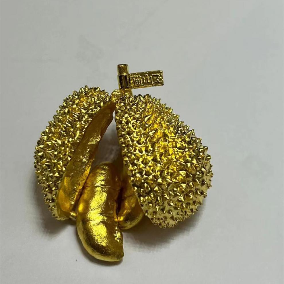 金榴莲吊坠 金枕猫山王金色榴莲项链吊坠女可拆卸创意保色镀金七夕送