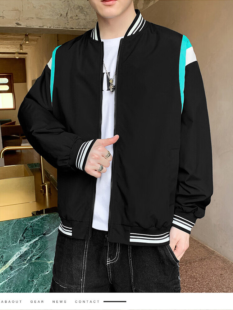 睿澈外套男士春秋季新款立领合体休闲运动夹克外穿帅气百搭落肩袖男装