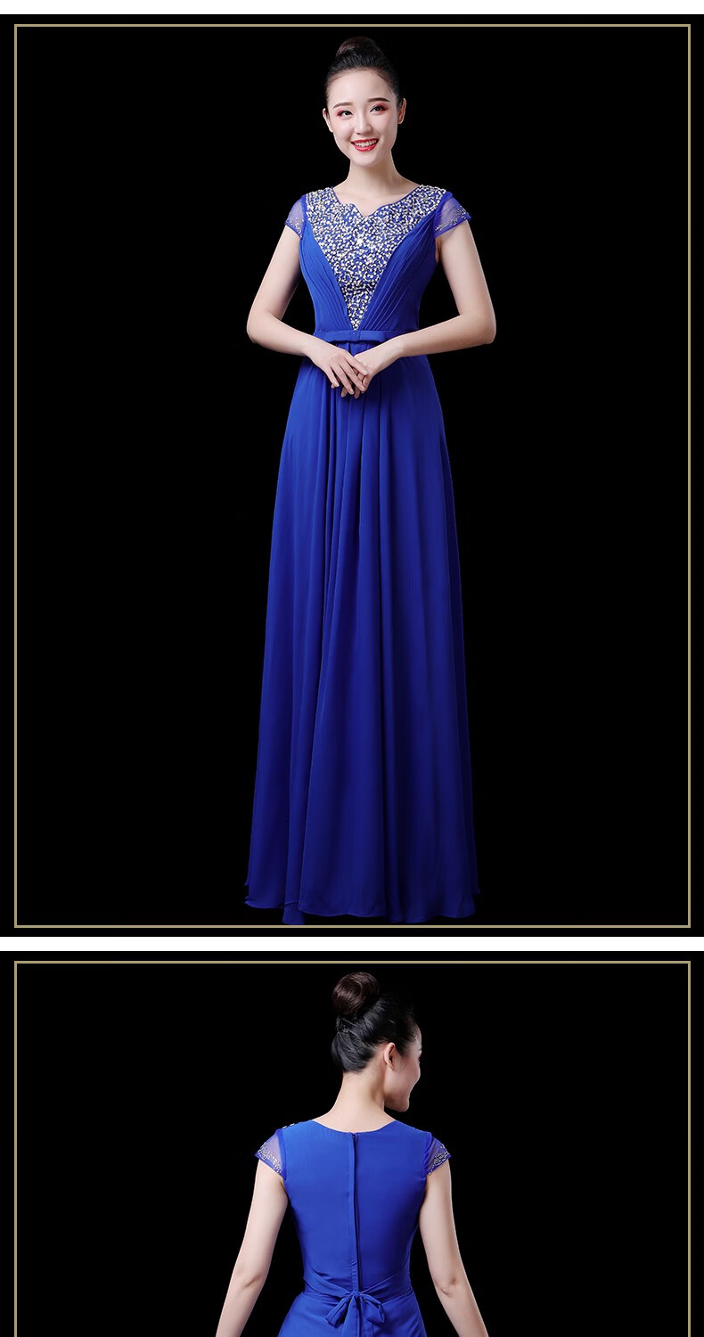 黄花地合唱指挥礼服红歌比赛服装大合唱演出服女长裙2022新款现代晚