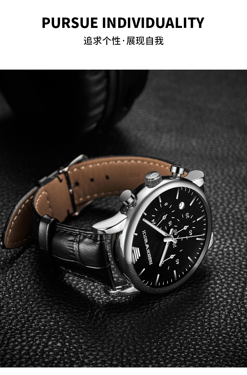 ck施华洛世奇锆阿玛妮黑武士手表男士防水机械表运动十大品牌男表七夕