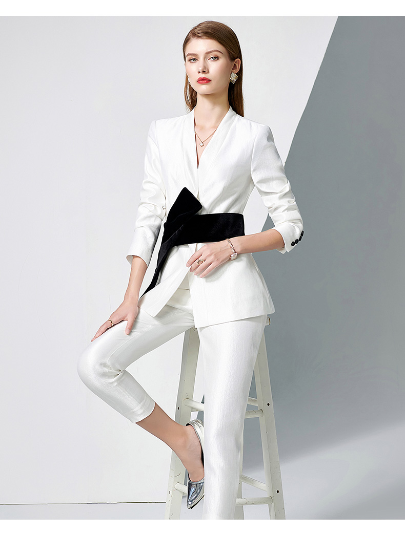 jme2021新款感正装时尚西服套装女春季气质女神范白色西装西装西裤五