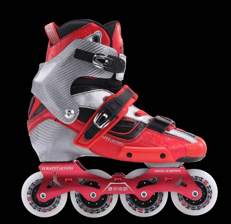 碳纤平花轮滑鞋 疯子家族碳纤刹车鞋hv轮滑鞋定制款专业溜冰鞋成人