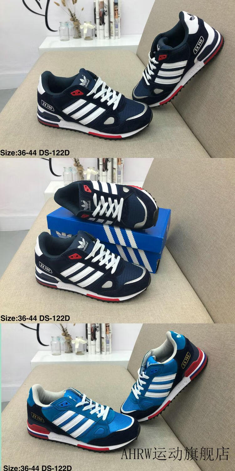 耐克三叶草男鞋zx750跑步鞋复古春夏季女鞋透气zx700休闲运动鞋深蓝