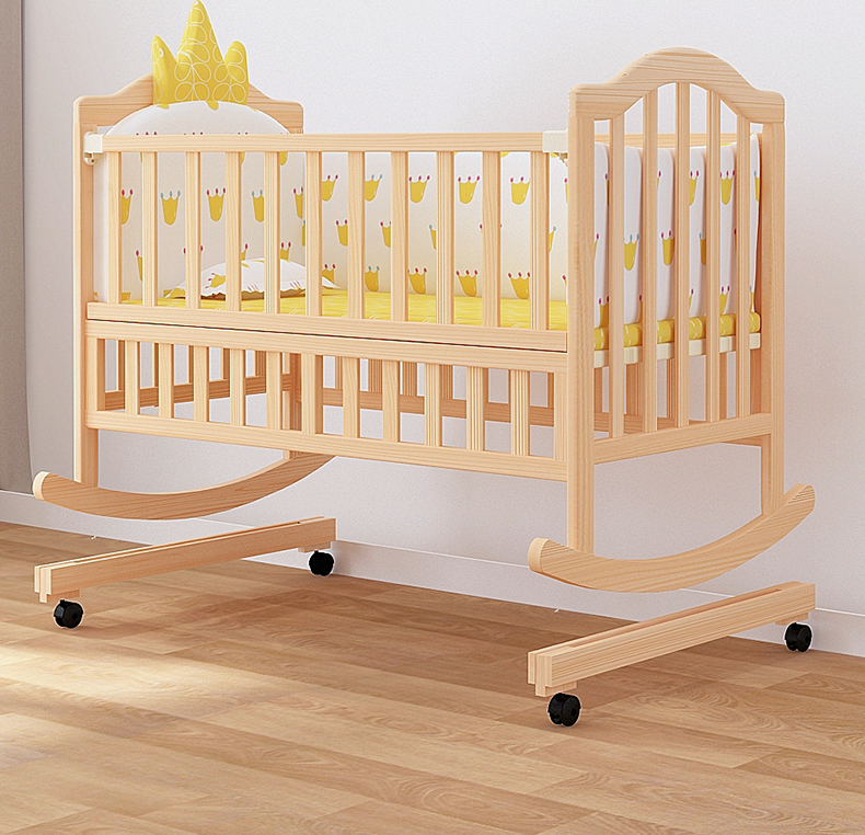 婴儿床摇篮床婴儿摇摇床新生宝宝摇床实木老式摇窝小孩摇床小床熊熊家