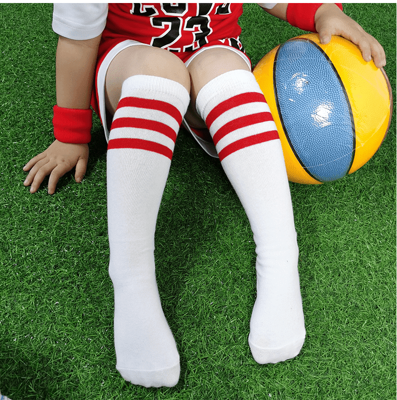 儿童足球袜中筒小学生袜男女童款长筒袜运动棒球袜幼儿园演出袜子白色