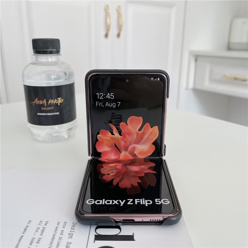 闪森 三星z flip手机套f7070保护壳真皮连体全包防摔zflip 5g皮套f