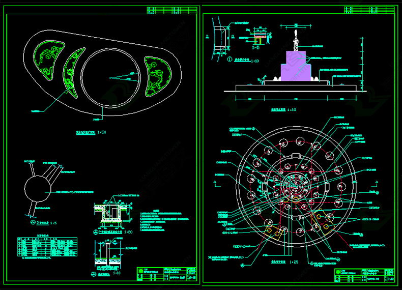 园林景观cad节点大样平面立面剖面设计小品细部施工图纸图库素材