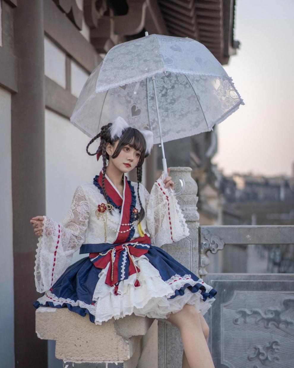 裙子全套 lolita和风jsk白雪姬配色白雪鸭白雪鹅可爱大裙摆 图片色