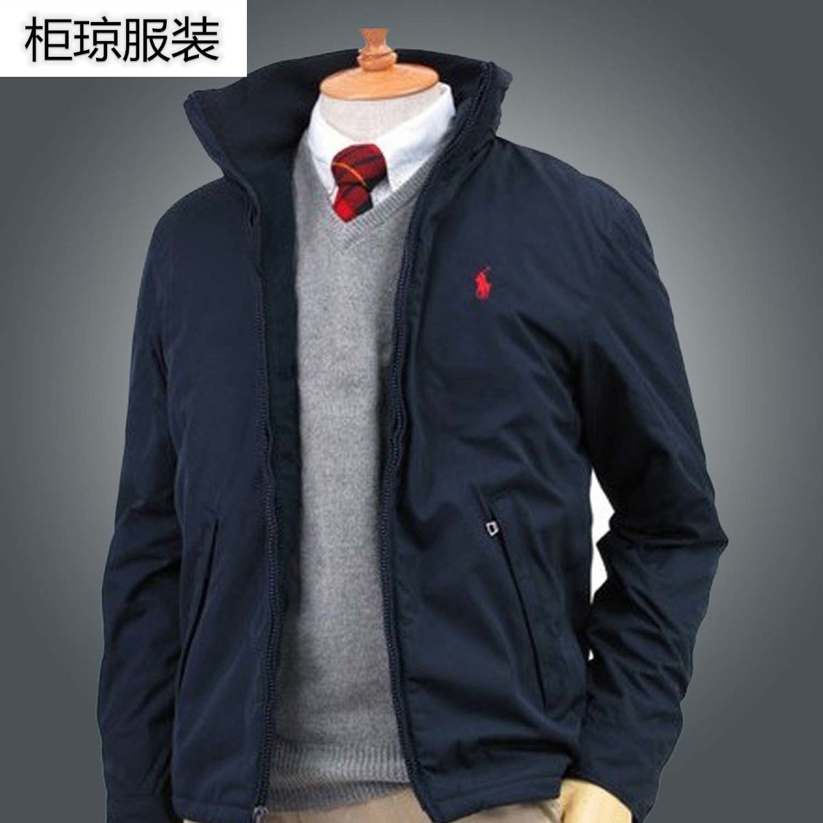 拉夫劳伦小马标品牌polo男装小马标夹克秋冬款男加绒加厚连帽外套