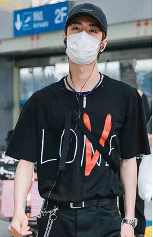 过验vlone alquev短袖王一博同款3m反光联名限定大v男女t恤潮 黑色vl