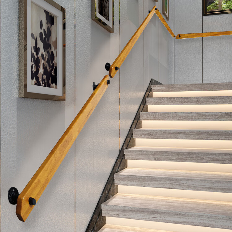 心相惜家用儿童老人室内防滑靠墙过道走廊楼梯实木扶手圆形墙托栏杆