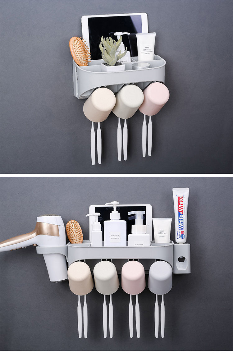 牙刷置物架牙刷架套装多功能自动漱口杯刷牙杯挤牙膏神器免打孔牙刷