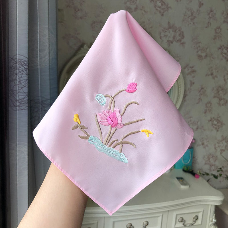 支持国货均欣粗布手帕绣花古风手帕刺绣手绢汉服配饰女白色牡丹蝴蝶