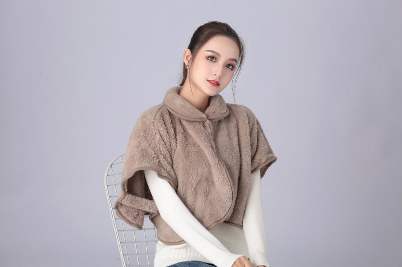 秋冬加厚保暖睡觉防寒披肩女外搭护颈护背坎肩护肩套神器毛茸茸披肩