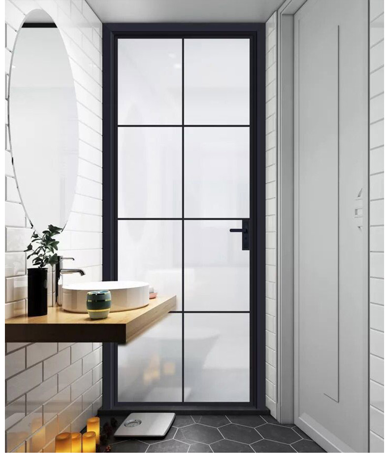 通桦齐钛镁合金卫生间门网红极窄玻璃门厕所门定制厨房平开门铝合金