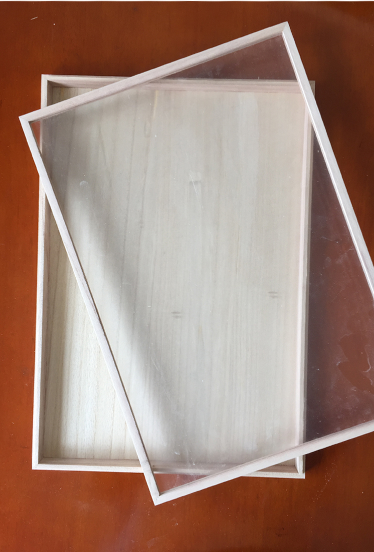 实木植物标本盒亚克力面透明展示盒大号标本框采集工具