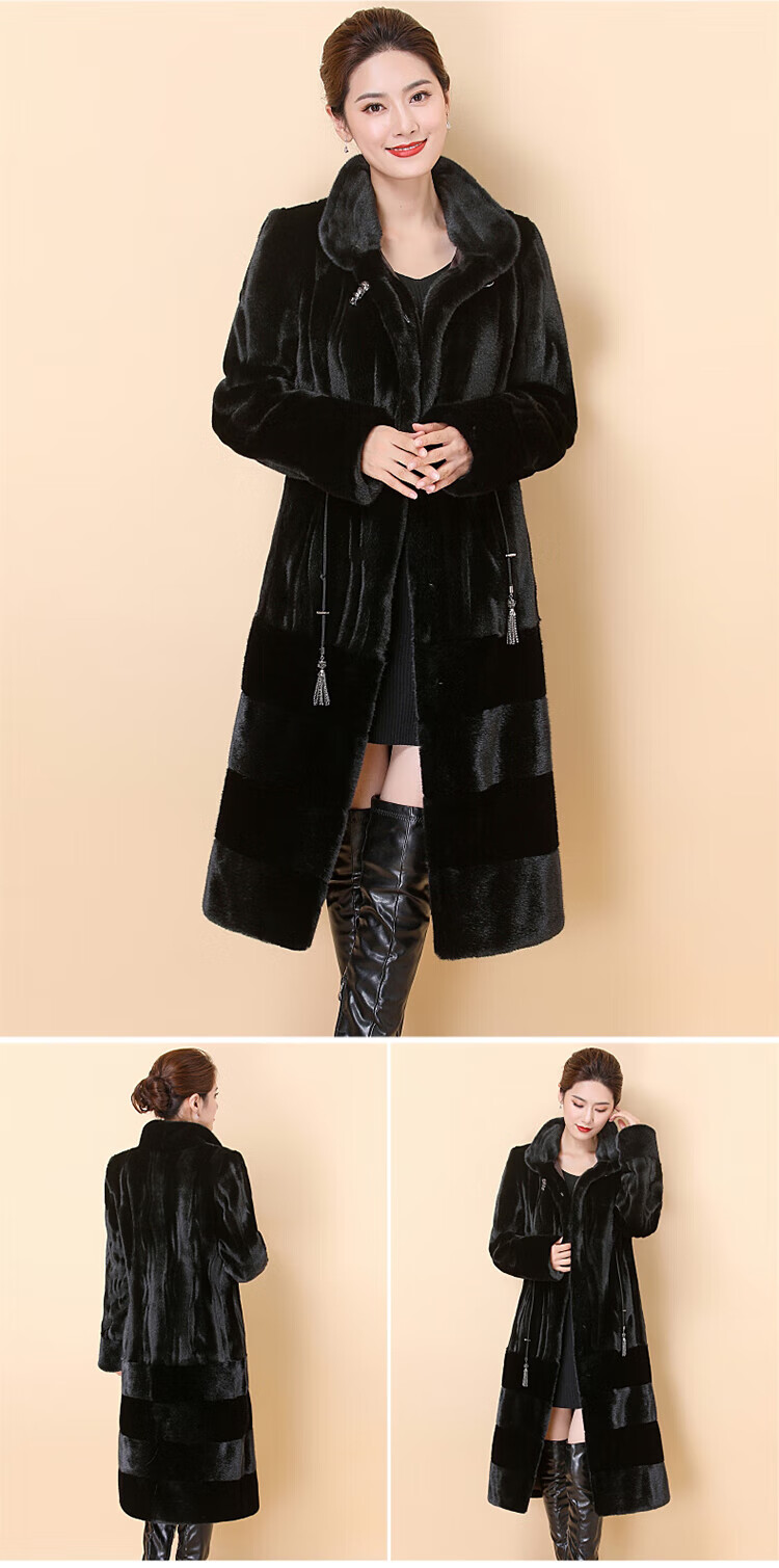 雅鹿品牌高档皮草外套女冬貂皮大衣长款长过膝整貂海宁中老年妈妈大码