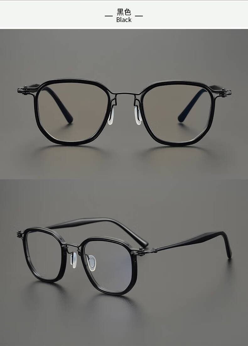 日本复古方框眼镜超轻纯钛男女手工可配近视防蓝光大脸板材眼睛架