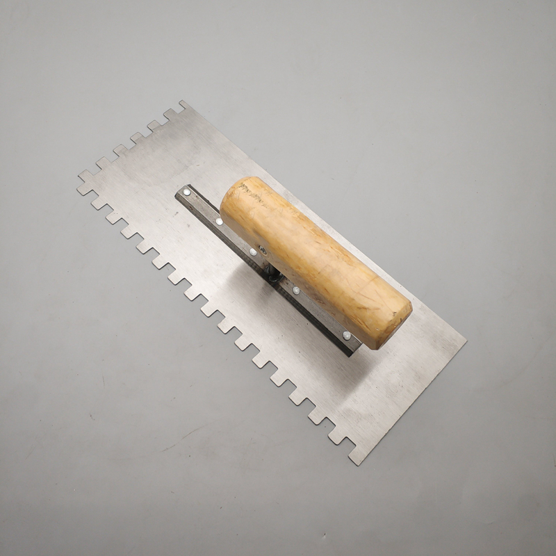 带齿抹灰刀抹子抹泥刀刮泥刀泥瓦工批刮灰刀泥板锯齿铺瓷砖工具左边大