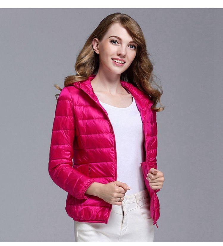 北极绒新品秋冬轻薄款羽绒服女短款连帽修身白鸭绒轻户外百搭紫色2xl