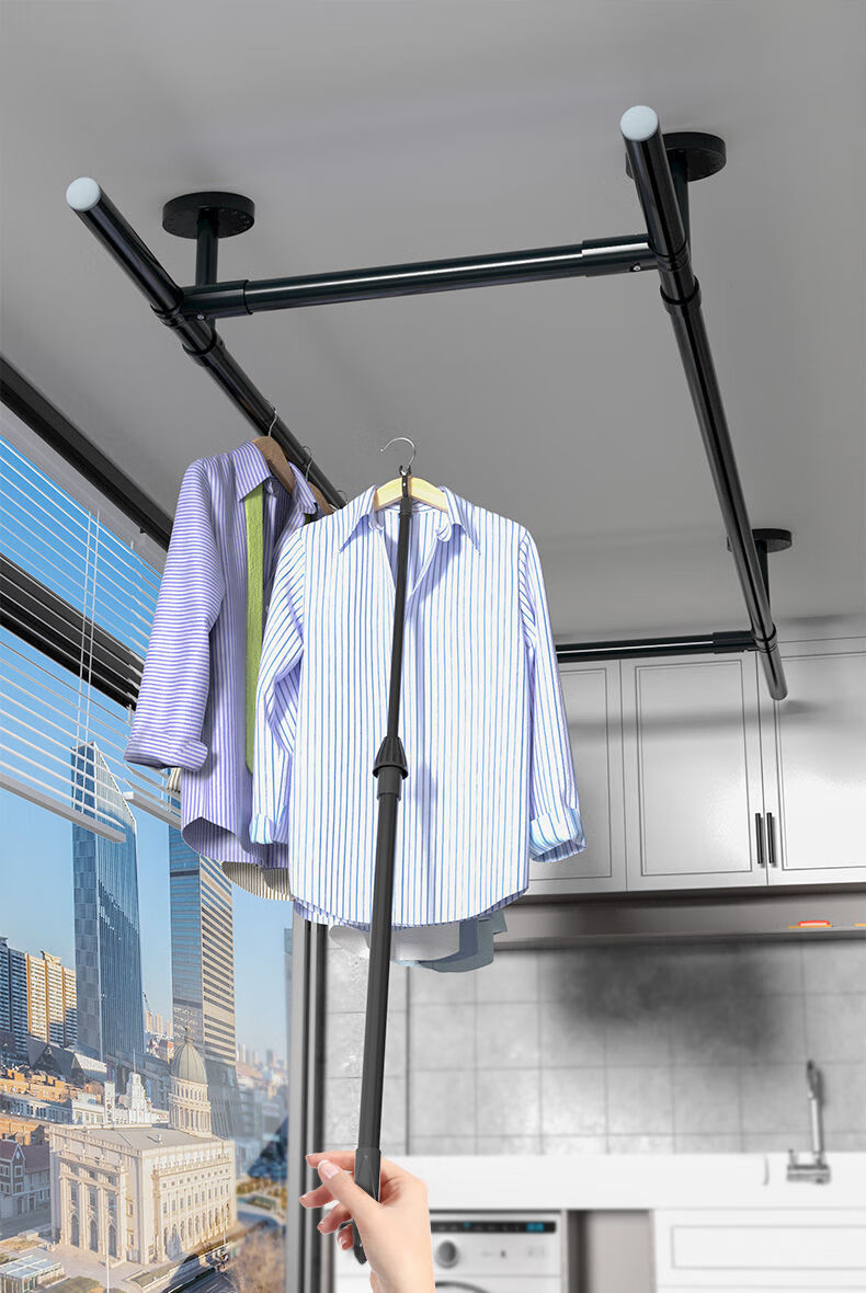 撑衣杆家用晾衣杆丫叉可伸缩铝杆叉头宿舍加长挑挂取晒阳台衣叉杆 不