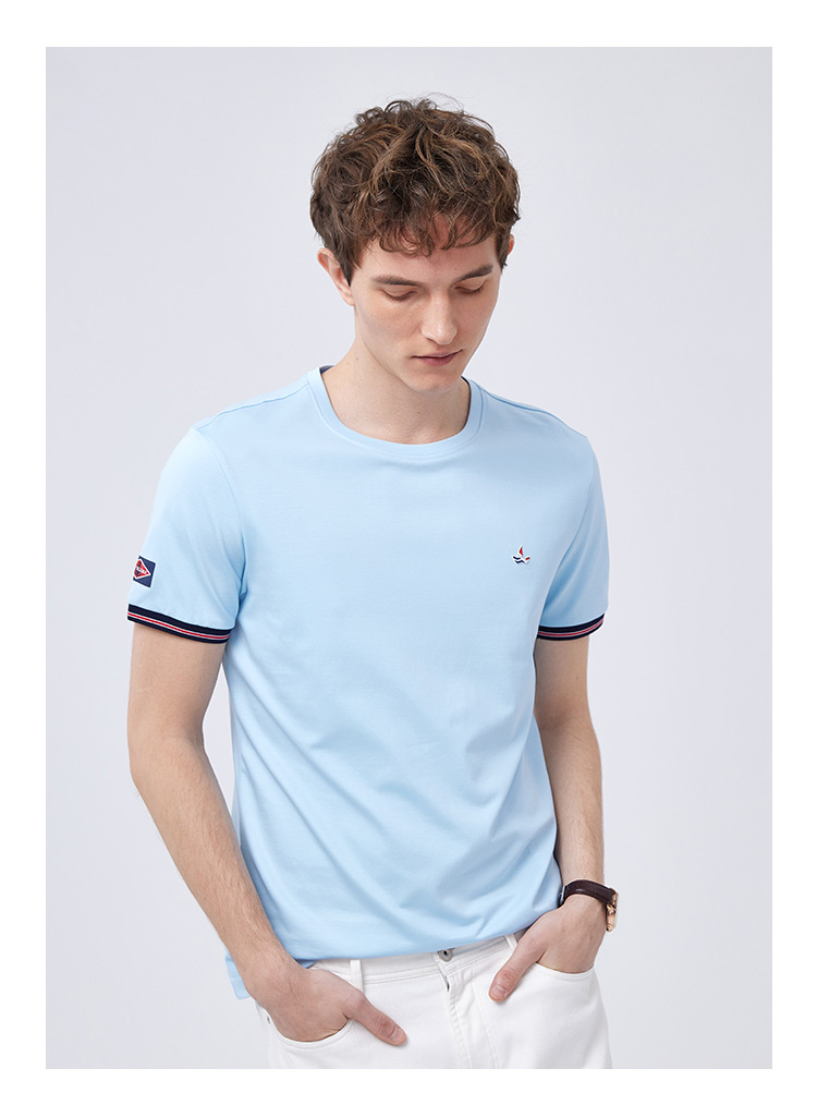 navigare意大利小帆船t恤男短袖莫代尔2021夏装半袖体恤圆领男装 藏青