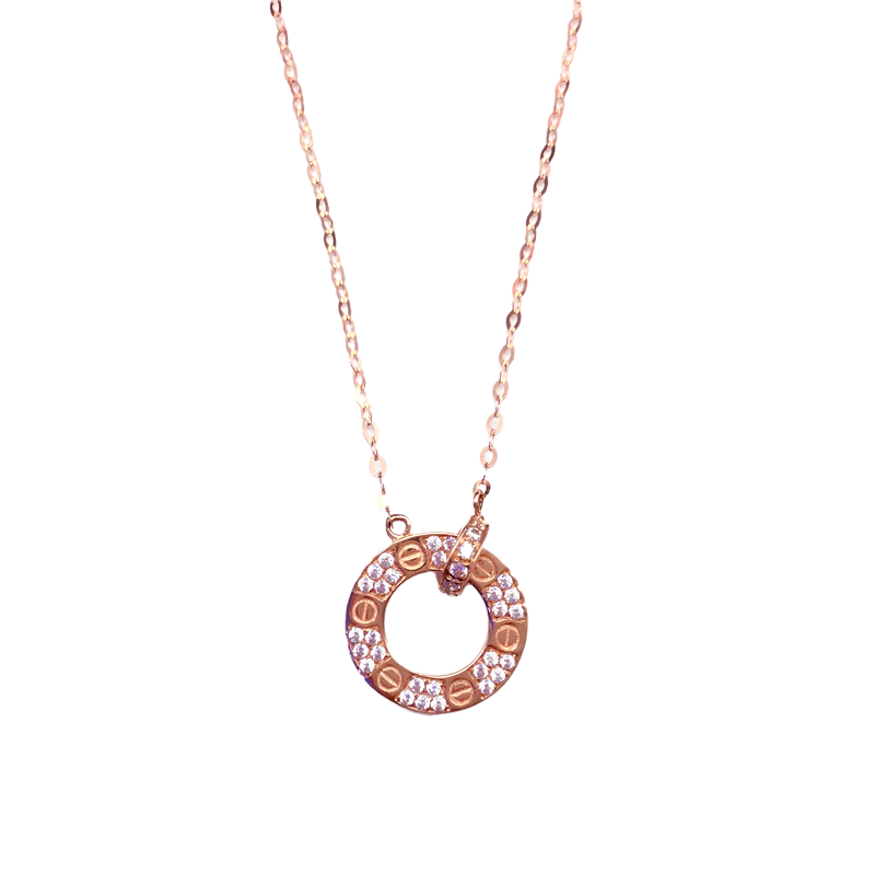 洛河 女士紫金项链俄罗斯585紫金14k玫瑰金真金18k彩金气质经典款七夕