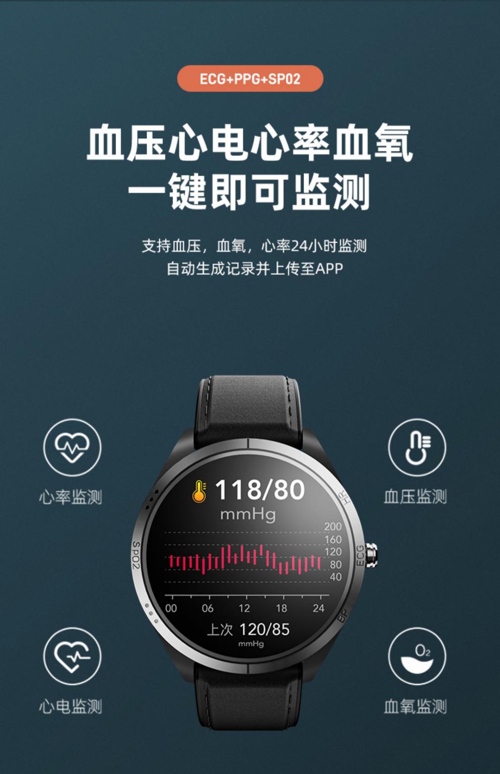 24小时心率高血压监测手环高精度动态运动心脏24小时监测仪老人心电图