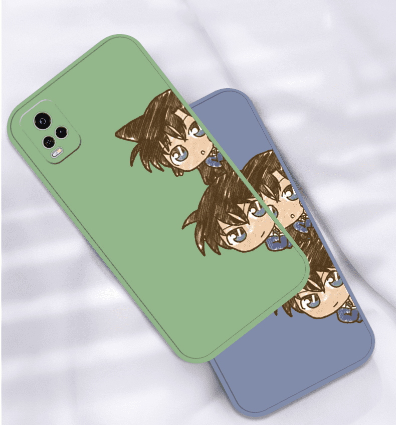 鑫隆山名侦探卡通柯南适用vivos7手机壳s7e液态情侣直边动漫可爱创意