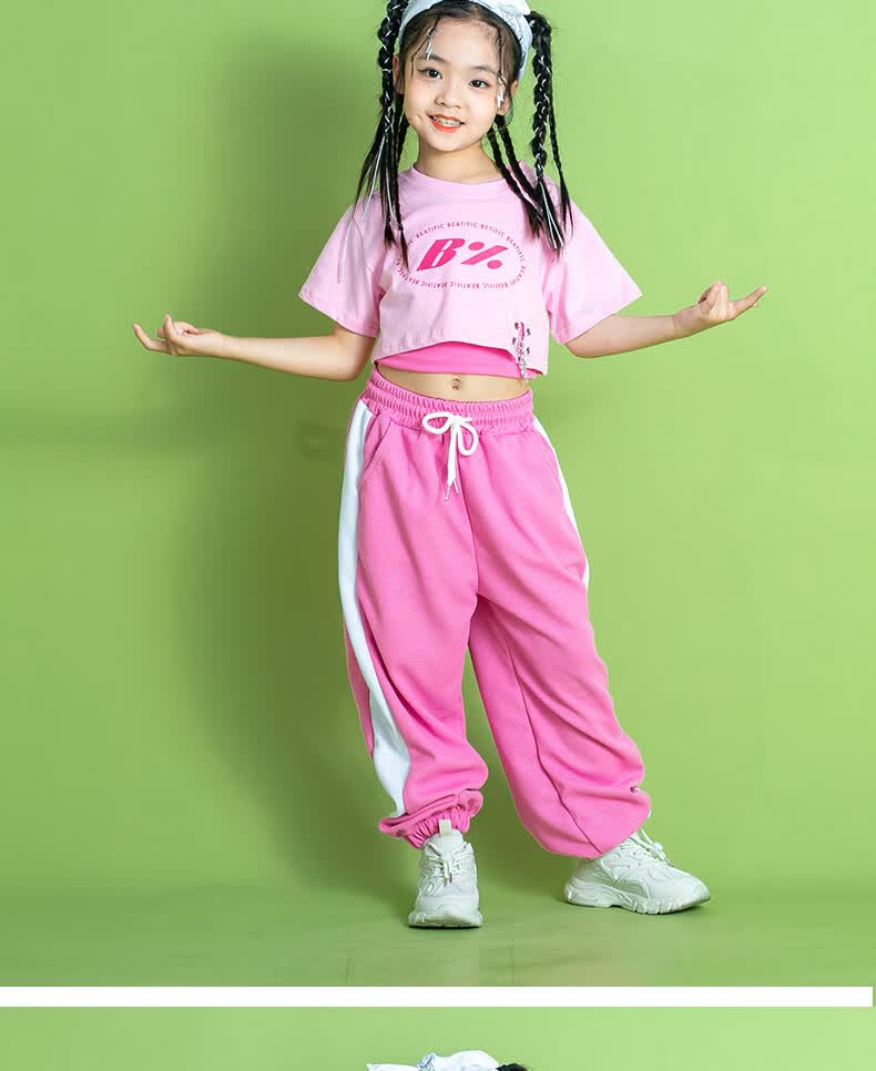 bitced爵士舞服装女儿童10-16岁女童街舞潮服jazz露脐套装hiphop嘻哈