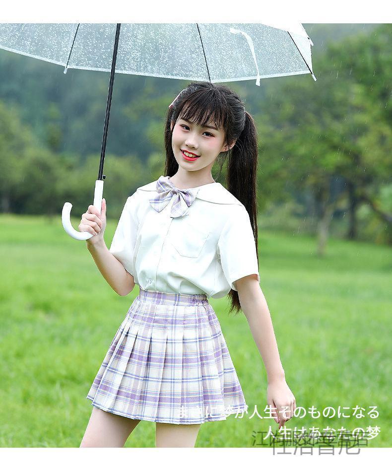 女童半身裙百褶裙中大童学院风春秋夏jk儿童格子短裙小孩学生校裙少女