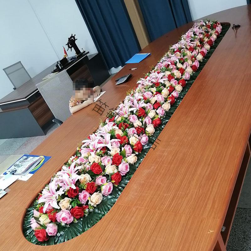 会议桌花摆花演讲台花假花仿真花办公室桌面创意装饰摆件会议室花绢花