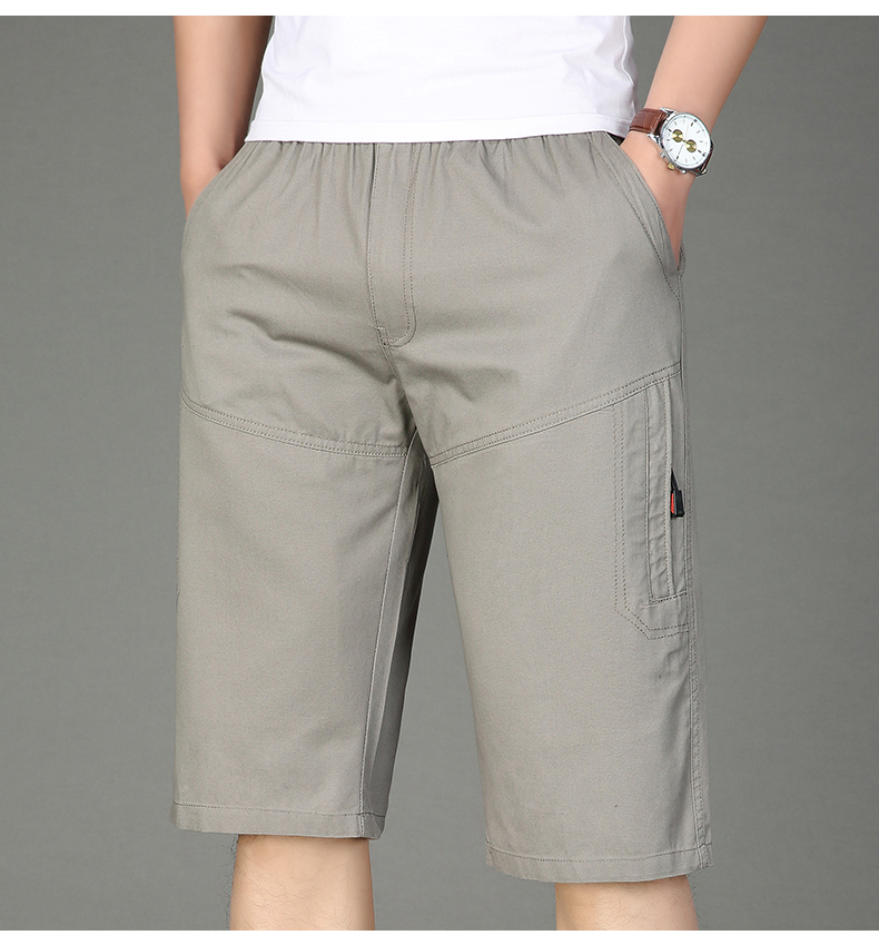 啄木鸟中老年人七分裤男宽松大码爸爸装外穿夏季棉休闲中裤子中年短裤