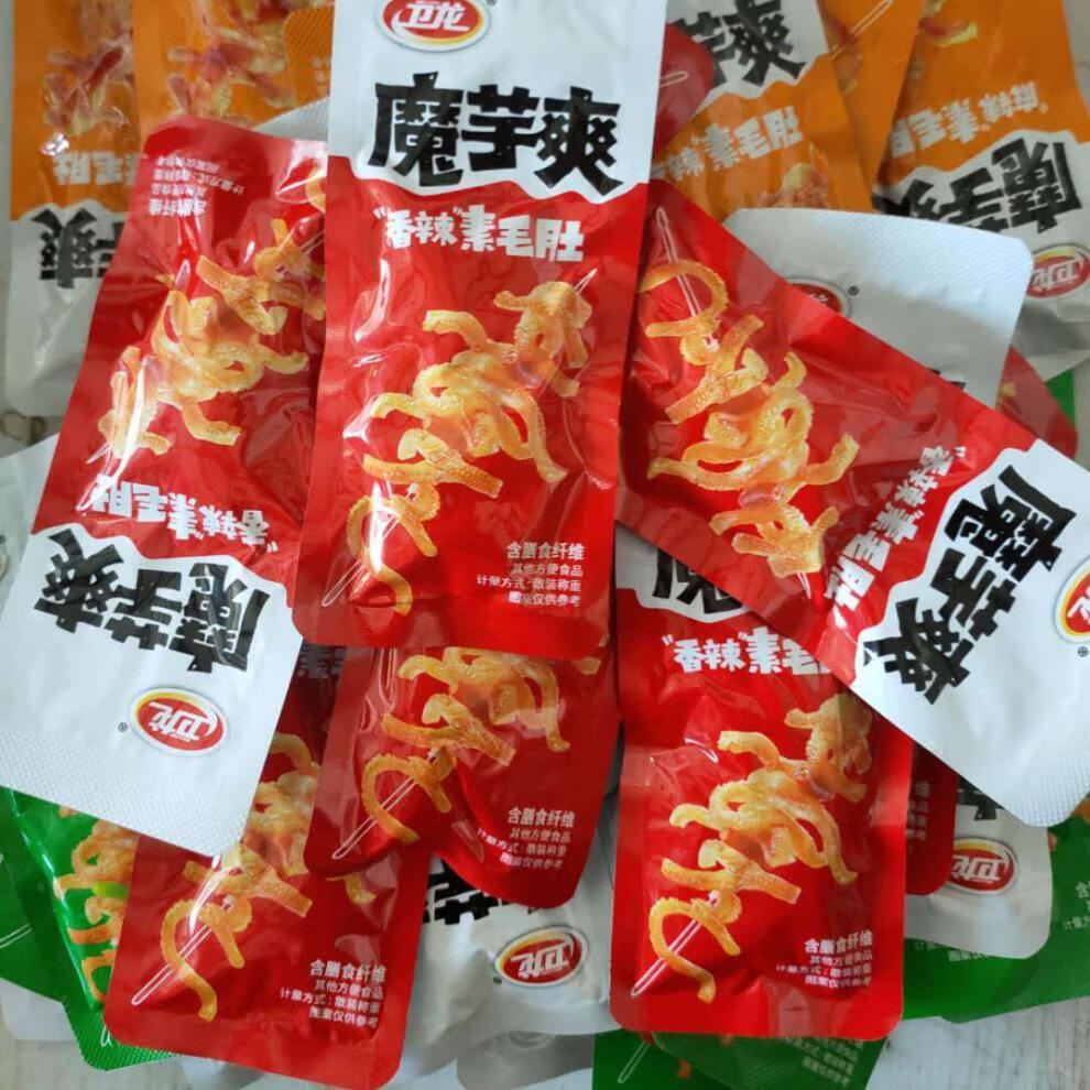 卫龙魔芋爽1斤约30包魔芋丝素毛肚辣条香辣麻辣散装500g超市同款 (香