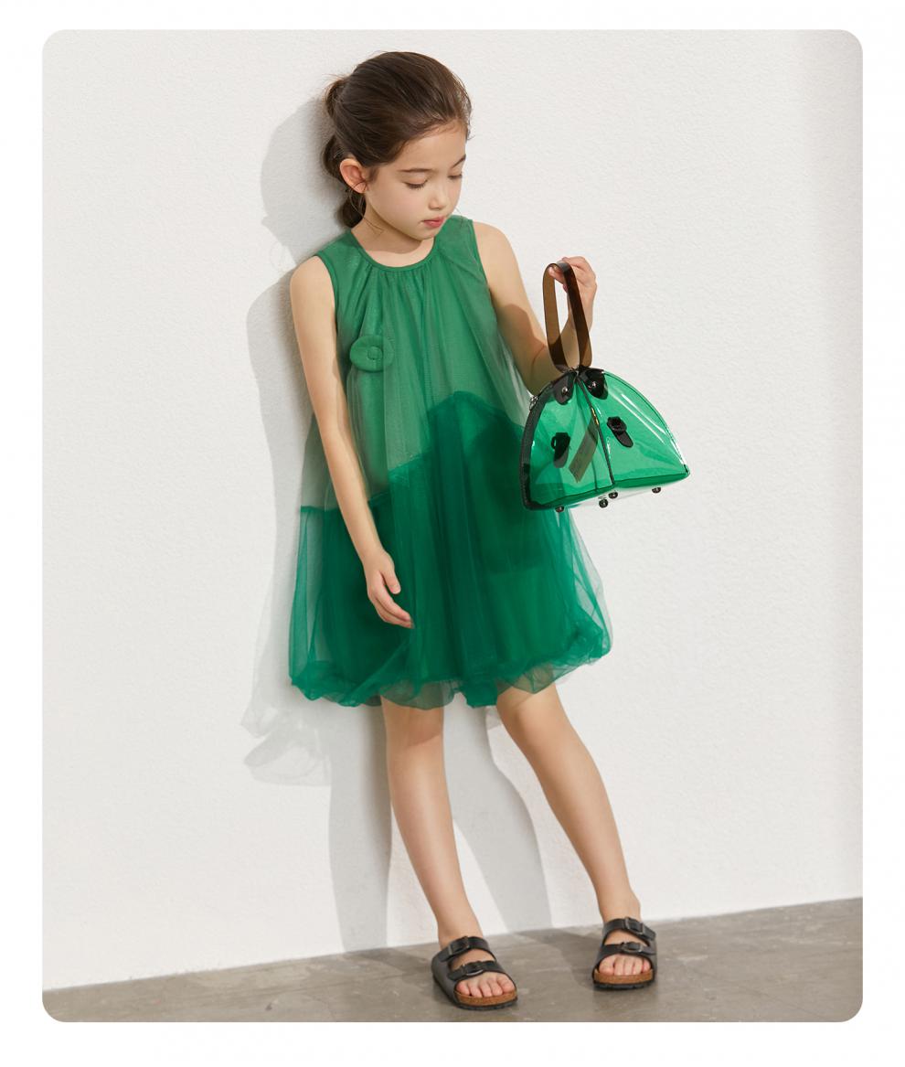 amii童装女童连衣裙2021夏装新款中大儿童背心裙网纱裙子休闲洋气