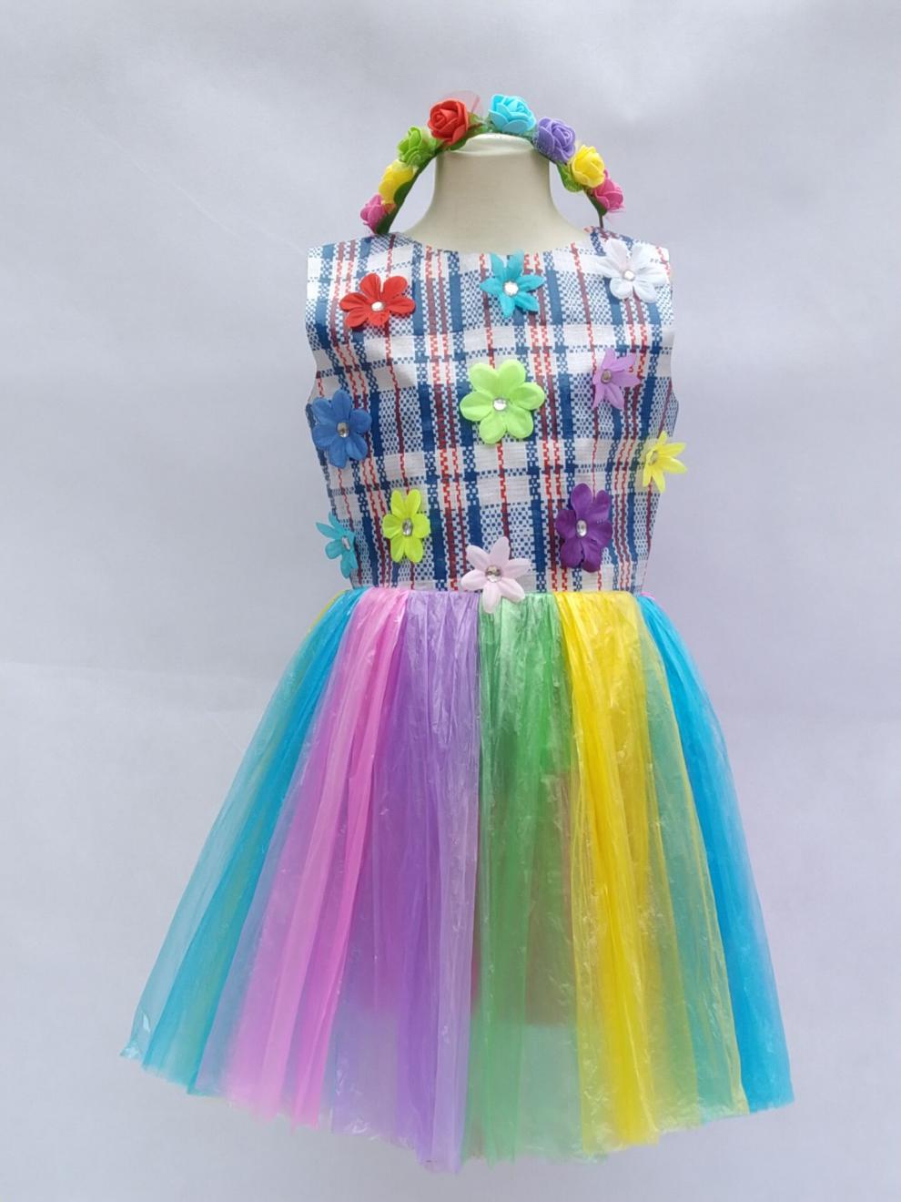 儿童环保时装秀衣服幼儿园手工diy演出服男女孩走秀表演服塑料袋手工