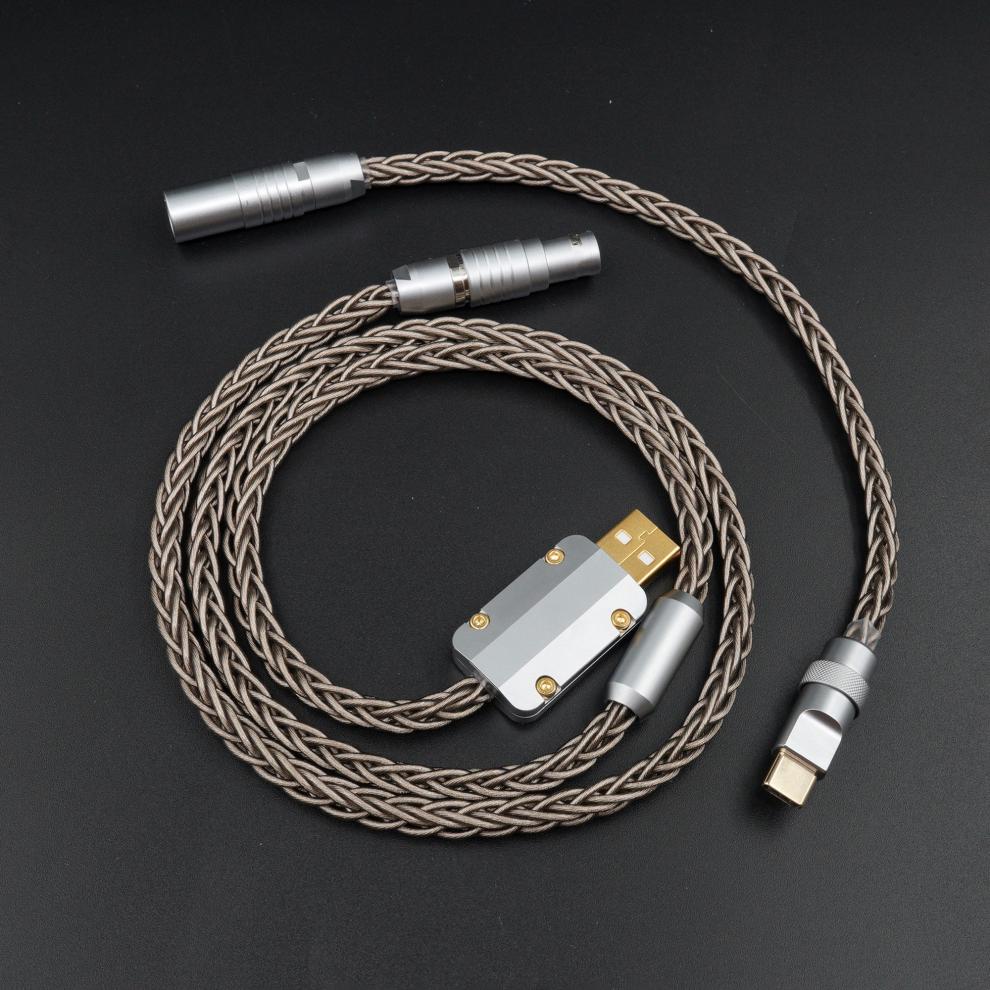 纯手工客制化键盘数据线单晶铜6mm粗发烧航插版15米航插金银混编typec