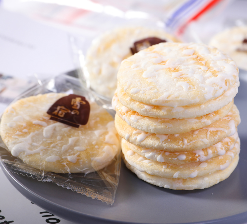 日本零食三幸雪宿雪饼特浓北海道鲜奶米饼雪饼饼干24枚入 原味【图片