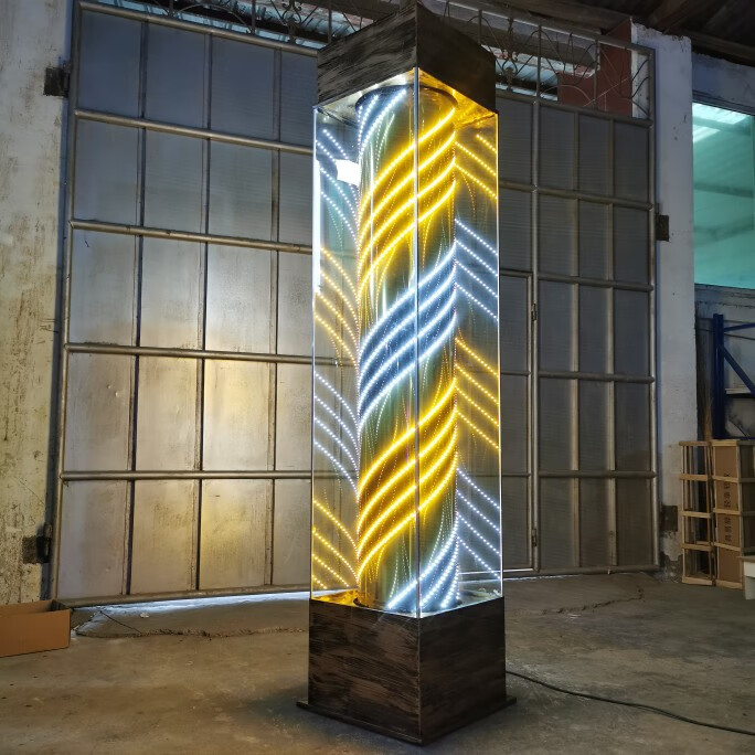 美容美发转灯落地灯箱发廊超亮户外防水理发店钢化玻璃转灯 1.