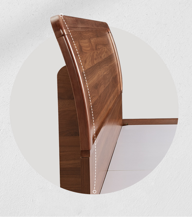 全友家私新中式大床卧室家具双人床实木床脚丰字型床架板床 床