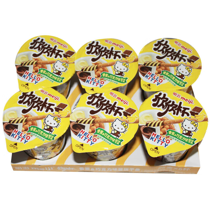 明治欣欣杯25克x6杯装 酱饼干条六一儿童节零食礼物 蓝莓味6杯(25g*6