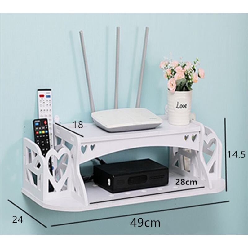 林禧电视机顶盒置物架壁挂式免打孔盒子挂墙放无线路由器收纳wifi架子