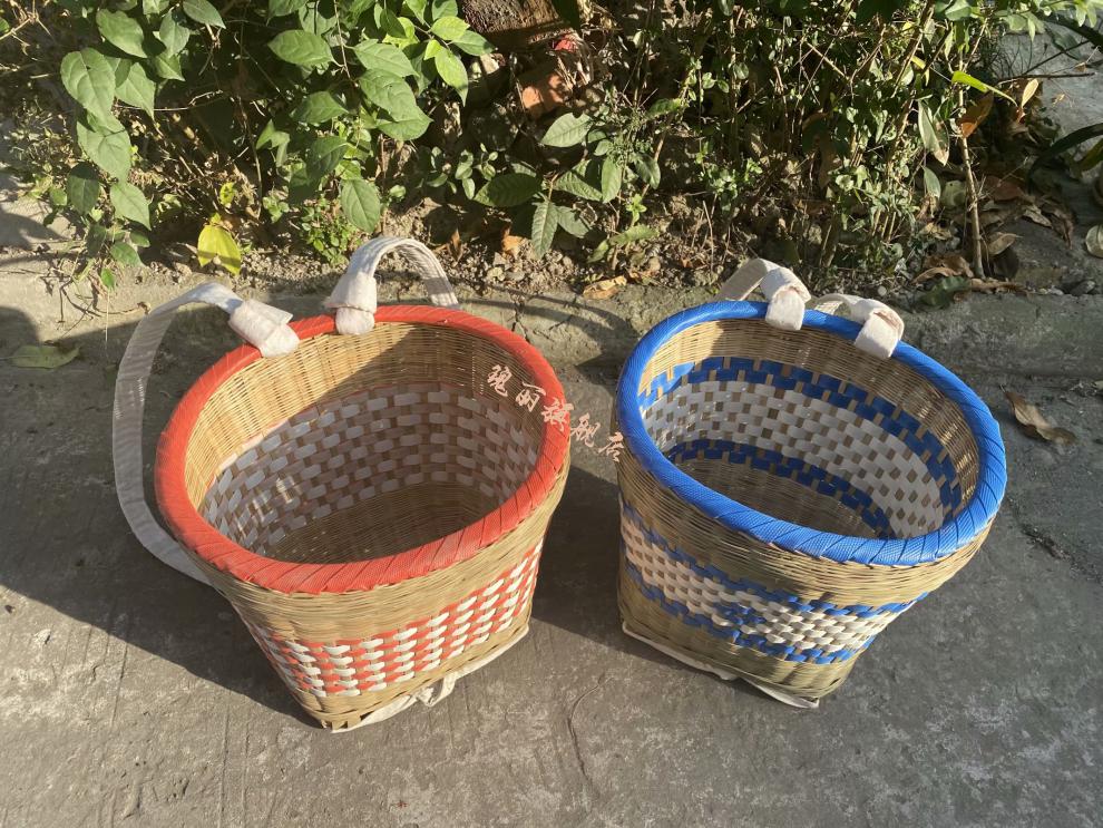 贵州竹编背篓 纯手工编织竹编背篼大人竹蔑背篓背框收纳筐舞蹈道具小