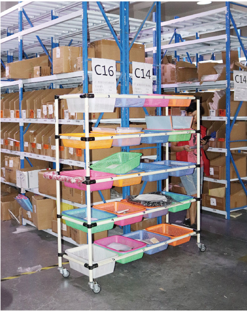 适用拣货车配货车电商分拣车带轮工具车快递拉货物流捡货车 e款【四层