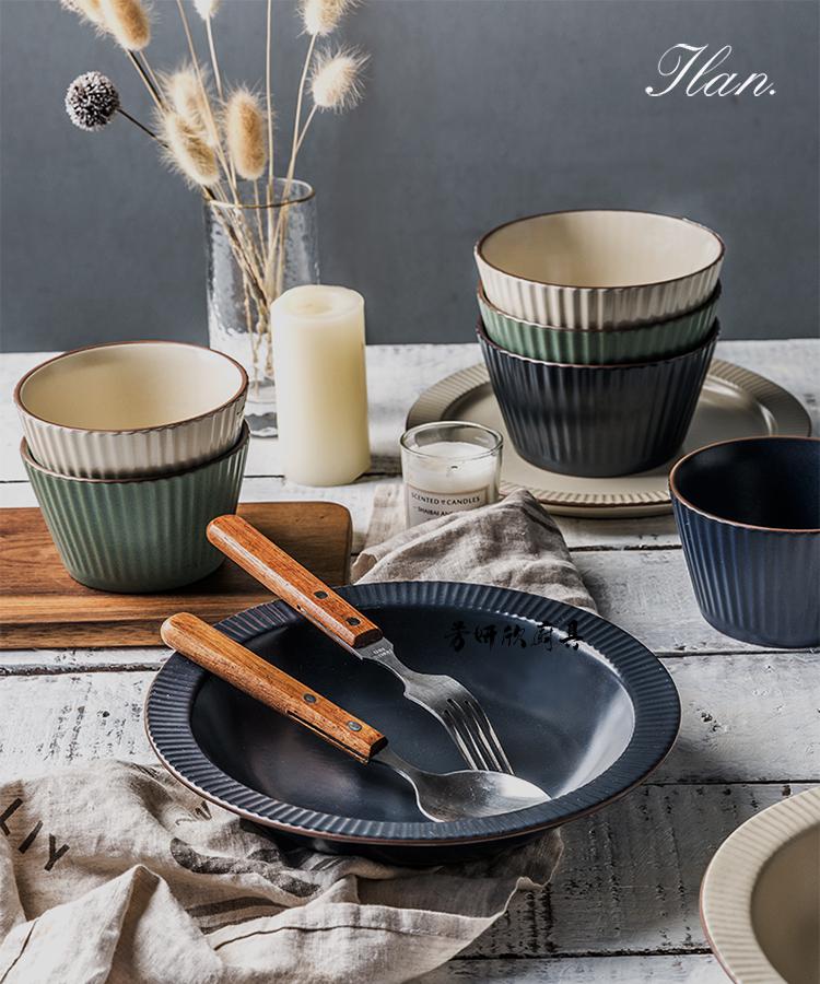 餐具套装家用个性创意北欧陶瓷面碗大号碗碟盘北欧风格吃85英寸沙拉碗