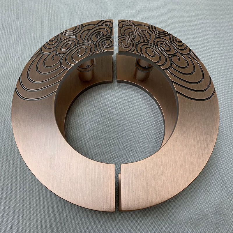 智航 双开门拉手半圆大拉手玻璃门圆形把手黑色双开门对装大门扶手青