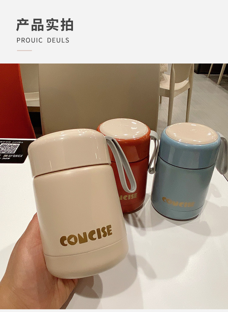 矮胖宽口早餐大口径装粥装汤大肚神奇保温杯上班族便携焖烧杯饭盒蓝色