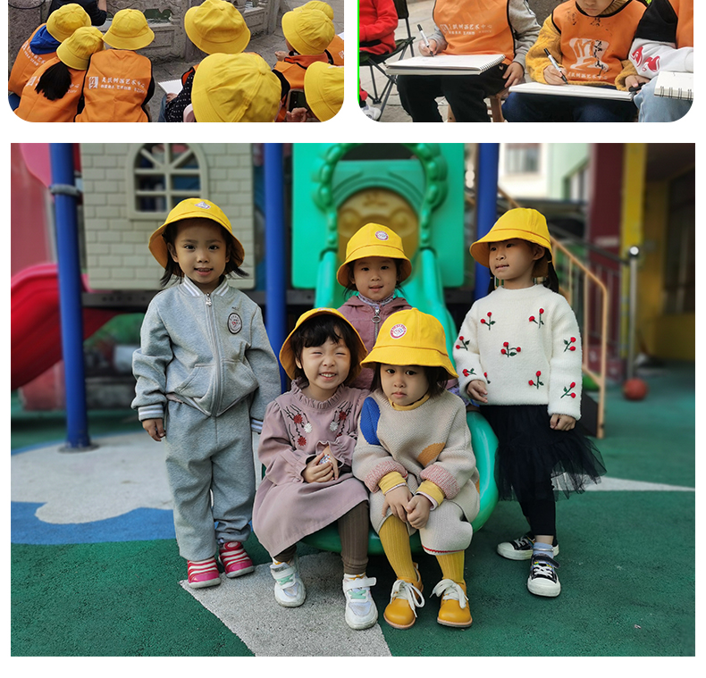 小黄帽小学生幼儿园帽定制logo儿童渔夫帽防风绳小学生小黄帽樱桃